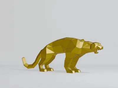 Polygonal Cougar Low-poly 3D model