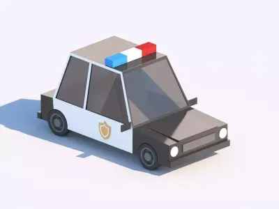Cartoon Low Poly Police Car Low-poly 3D model
