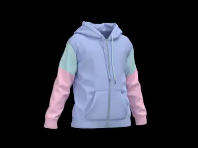 Kids female zipper hoodie 3D model