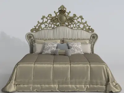 Luxurious European Royal Baroque Style Bed 3D Model 3D model