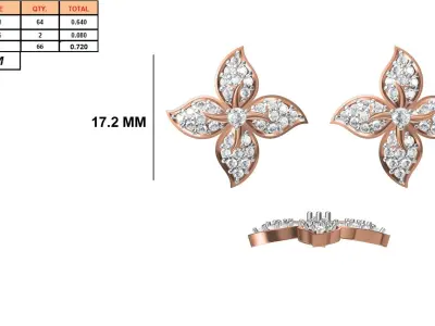 Women Diamond Earrings STL FBX JCD Details 3D print model