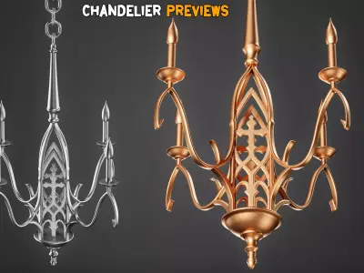 10 Ornamental Chandelier Base Mesh    Vol 48 Low-poly 3D model