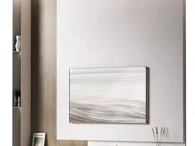 Tv wall kit Modern minimal wood Glowing screen 3D model