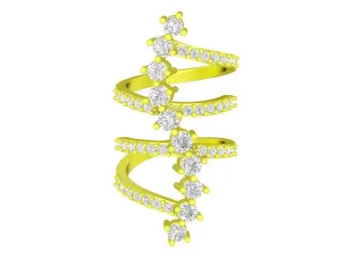 A4807 Luxury Diamond Women Fashion Double Ring 3D print model