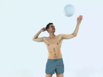 Virtue 04E Beach Serving Sports Man Low-poly 3D model