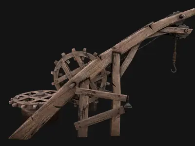Medieval Crane Low-poly 3D model