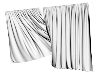 Grey see through window curtains 3D model