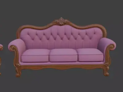 Cartoon sofa set 3D model
