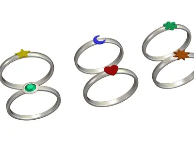 Collection of 30 Rings - different parts 3D print model