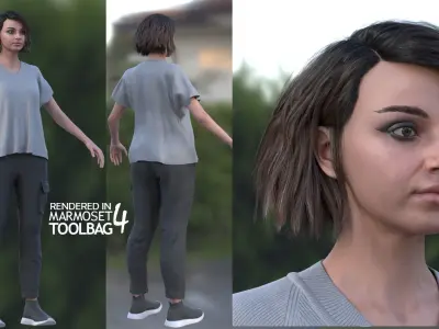 Woman Casual Outfit 5 - Modular - Rigged Low-poly 3D model