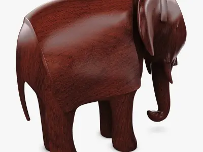Elephant Wooden Statue v 1 3D model