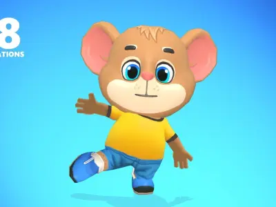 Mouse Rat Rodent Brown Animated Rigged Low-poly 3D model