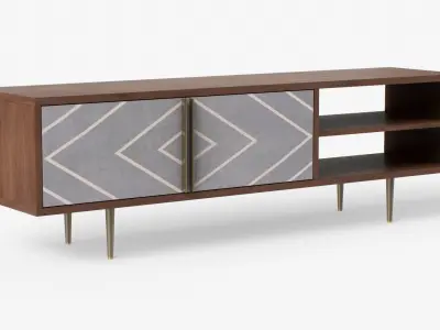 Toshi TV Stand in walnut wood Low-poly 3D model