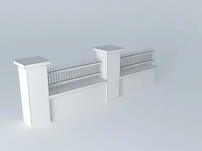 Brick fence Free 3D model