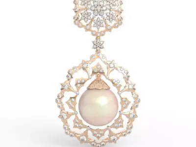 Elite Victorian Style Filigree Pearl Pendant 3D print model