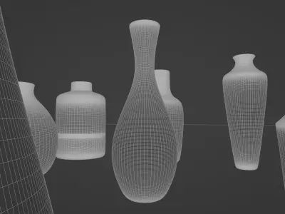 A set of beautiful vases in various shapes 3D model