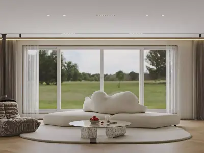 Modern living room dining room bedroom interior scenes 109 3D model