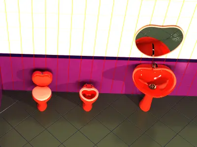 Bathroom heart set 3D Model Pack