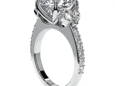 Luxury engagement ring marqusie sides 3D print model
