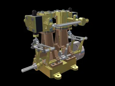 Steam engine 3D model