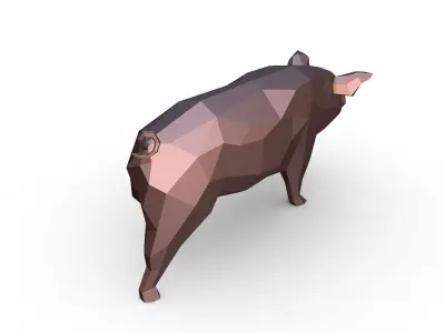 pig figure Low poly 3D print model