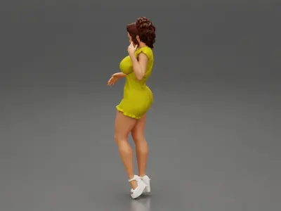 Beautiful Fashion model wearing dress 3D print model