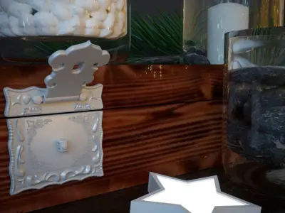 Christmas decoration with a chest and candles 3D model