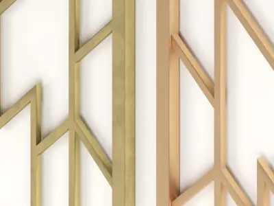 Decorative gold plaster partition screen with geometric pattern 3D model 2
