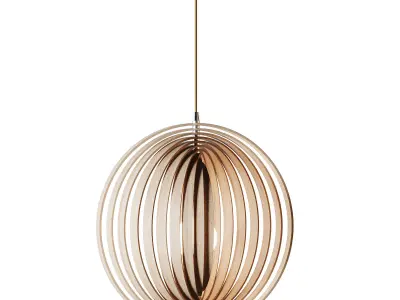 Creative Wood Round Globe Pendant Light Fixture Shade 3D model