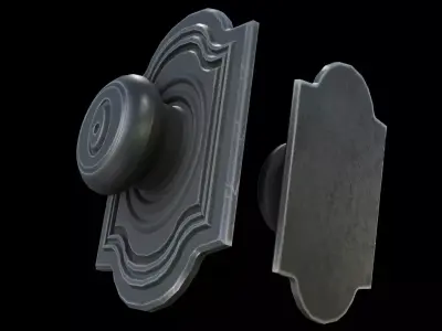 Keyed Rustic Grey Doorknob Handle Low-poly 3D model