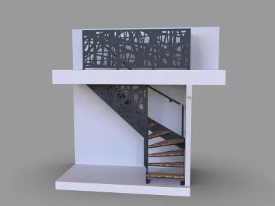 MODERN METAL STAIRS 3D model