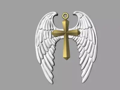 Angels Cross Jewelry Brand Gold 3D print model