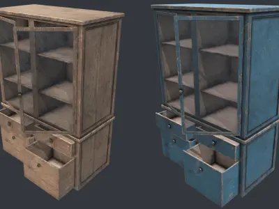 Wood Cabinet 3 PBR Low-poly 3D model