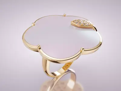 Floral Statement Ring with Pave Accent 3D print model