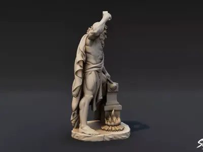 Hephaestus Statue Low-poly 3D model
