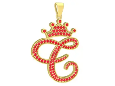 Luxury Crown Letter E Pendant Jewelry 3D Model 3917 3D print model