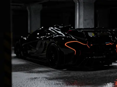 Mclaren p1 GTR with parking lot Low-poly 3D model