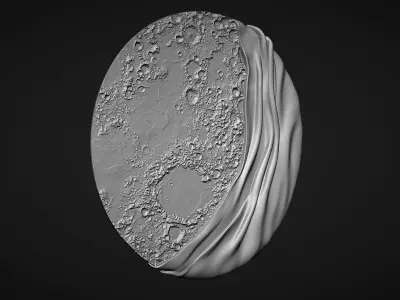 Moon Bas relief wall decor for cnc carving 3D print model