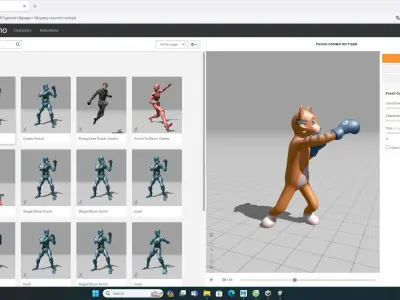 Boxing Tiger Animal Animated Low-poly 3D model