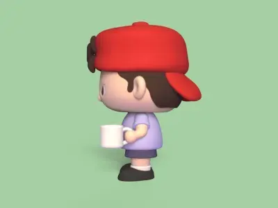 Boy Holding a Mug 3D print model