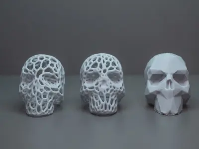 Lowpoly and Patterned Skulls 3D print model