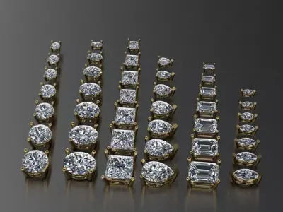 42 jewelry heads baskets pack 6 gem shape and 7 size 3D print model