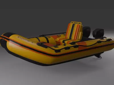Inflatable Kayak Low-poly 3D model