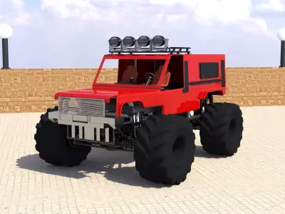 Monstertruck monster truck Low-poly 3D model