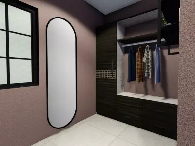 BEDROOM- 3D MODEL walk in closet with mirror 3D model