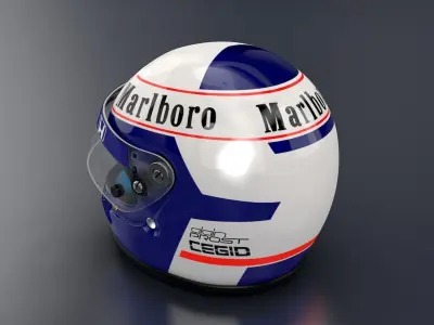 1989 Alain Prost race helmet 3D model 3D model