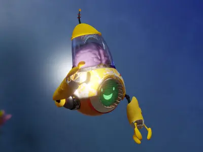 Reboot spaceship flying in sky 3D model