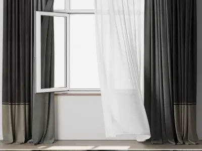 curtains when open window 001 Low-poly 3D model