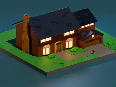 American House  Free low-poly 3D model
