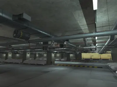 Indoor Parking Lot Low-poly 3D model